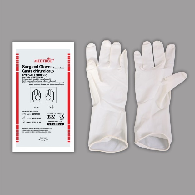 Медицинские одноразовые стерилизованные латексные хирургические перчатки CE/ISO с порошком (MT58064101)